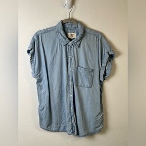 Cosmic Blue Love Lyocell Chambray Sleeveless Button Down